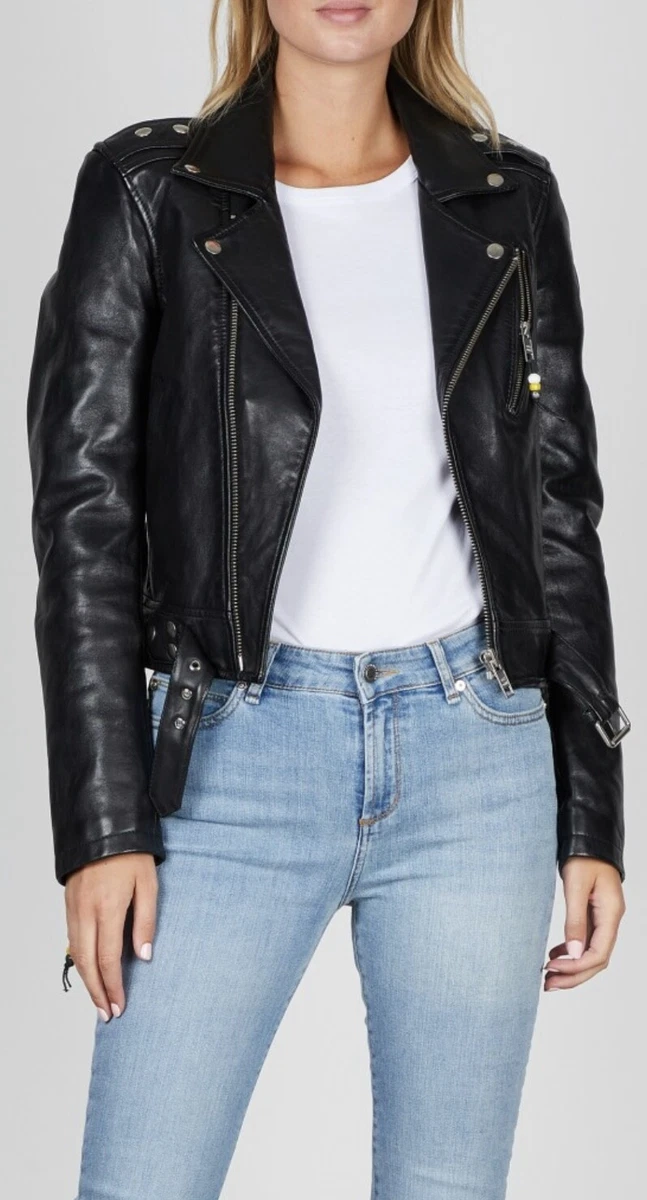 895 BLK DNM Leather Biker Jacket 1 Size Small