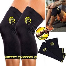 Copper Knee Sleeve Compression Brace Support Joint Pain Arthritis Relief S-2XL