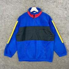 Vintage Izod Fleece Womens Medium Blue Jacket Jumper Sweatshirt Quarter Zip 90s