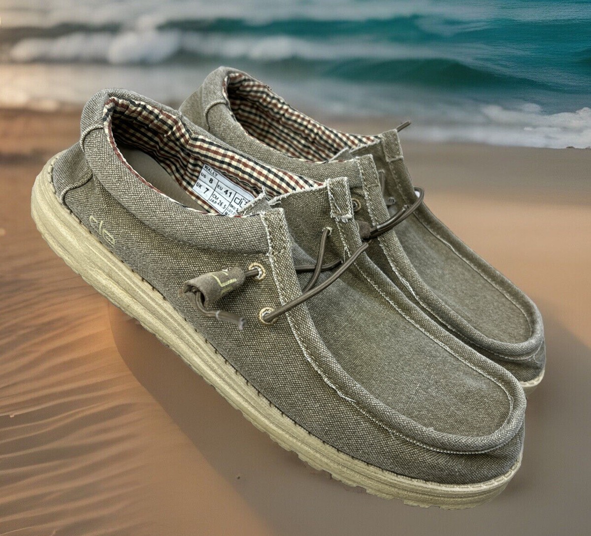 Hey Dude Mens Wally Nut Canvas Slip on Casual Walking  display picture 1