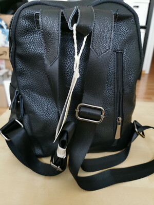 Kunstleder Rucksack in schwarz Backpack Damentasche 