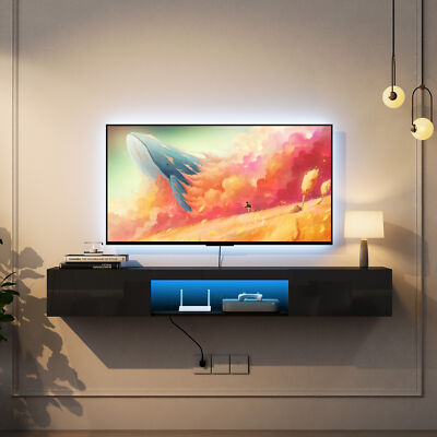 Wall Mounted Floating LED TV Stand For 65'' TV Media Console Entertainment Center