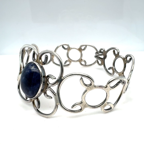 Stahl Silber Lapislazuli Spitze Arbeit Haken Armreif Armband - 6,5 Zoll - Video 1 von 1