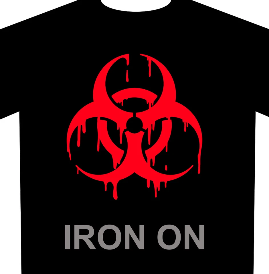 Biohazard Iron-On - Fabric Heat Transfer Decal - Select Color Size - Image 3 of 4