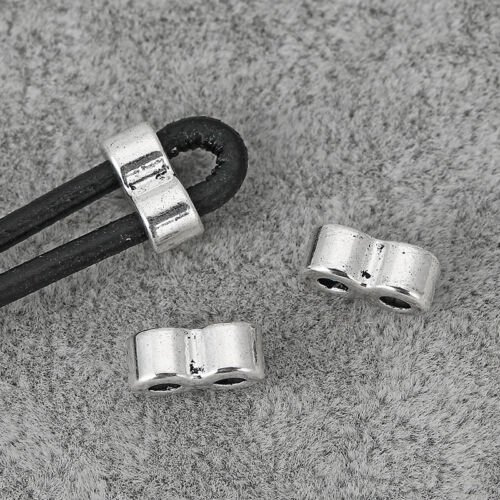 20 pz cursori rotondi argento antico doppio 2 mm distanziatore perline ricerca gioielli - Foto 1 di 5