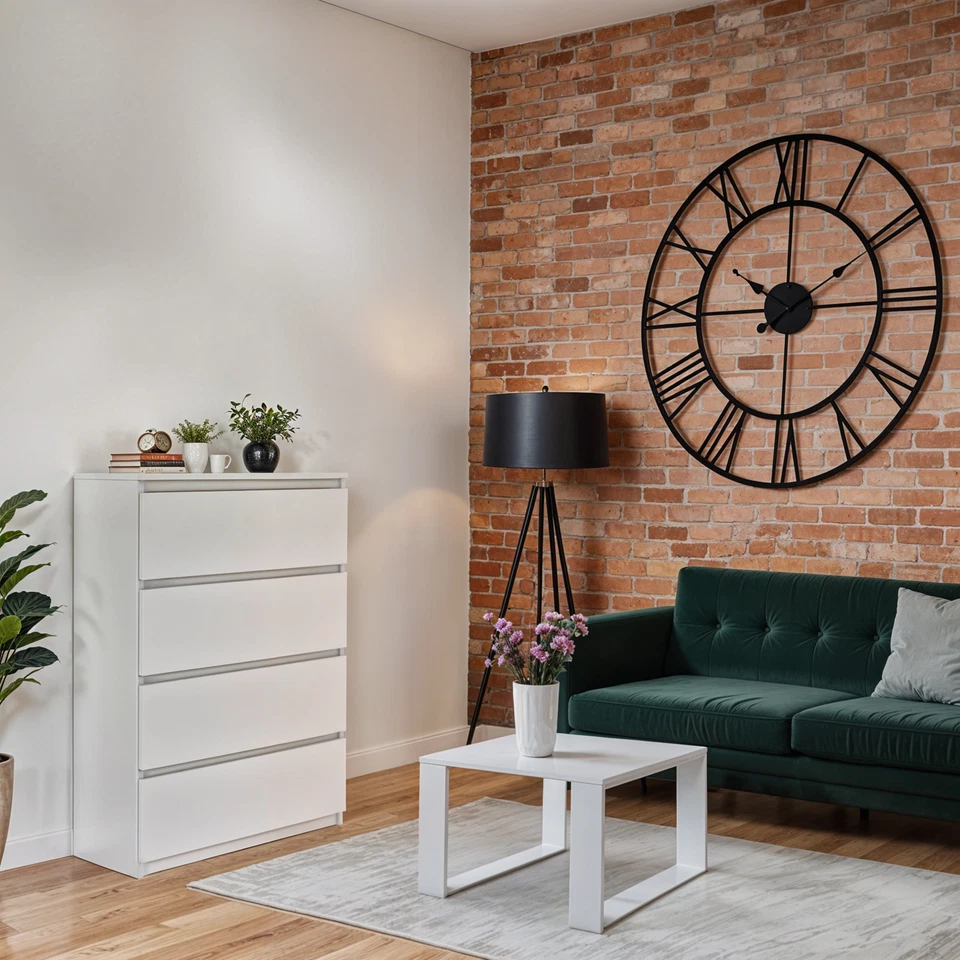 Kommode mit 4 Schubladen Sideboard weiß Anrichte holz Möbel Schubladenschrank - Bild 2 von 4