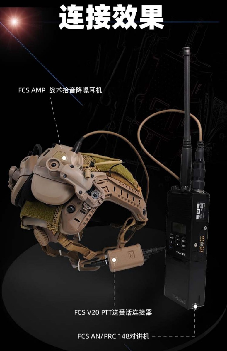 FMA FCS-TACTICAL V60 Dual Channel Tactical Headset PTT prc148 152