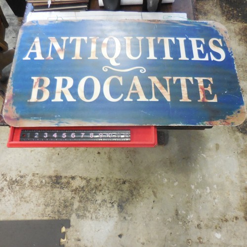 Vintage Heavy Two Sided Antiquities And Brocante Sign 27.5 x 15.5 inches - Picture 5 of 9