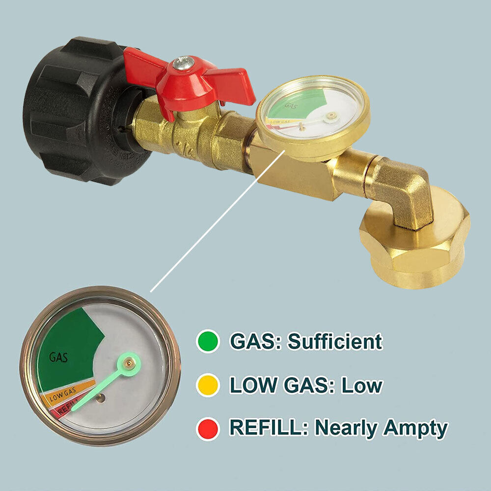 Propane Refill Adapter W/Gauge & Control Valve Fill 1 Lb Bottles From 20 Lb Tank