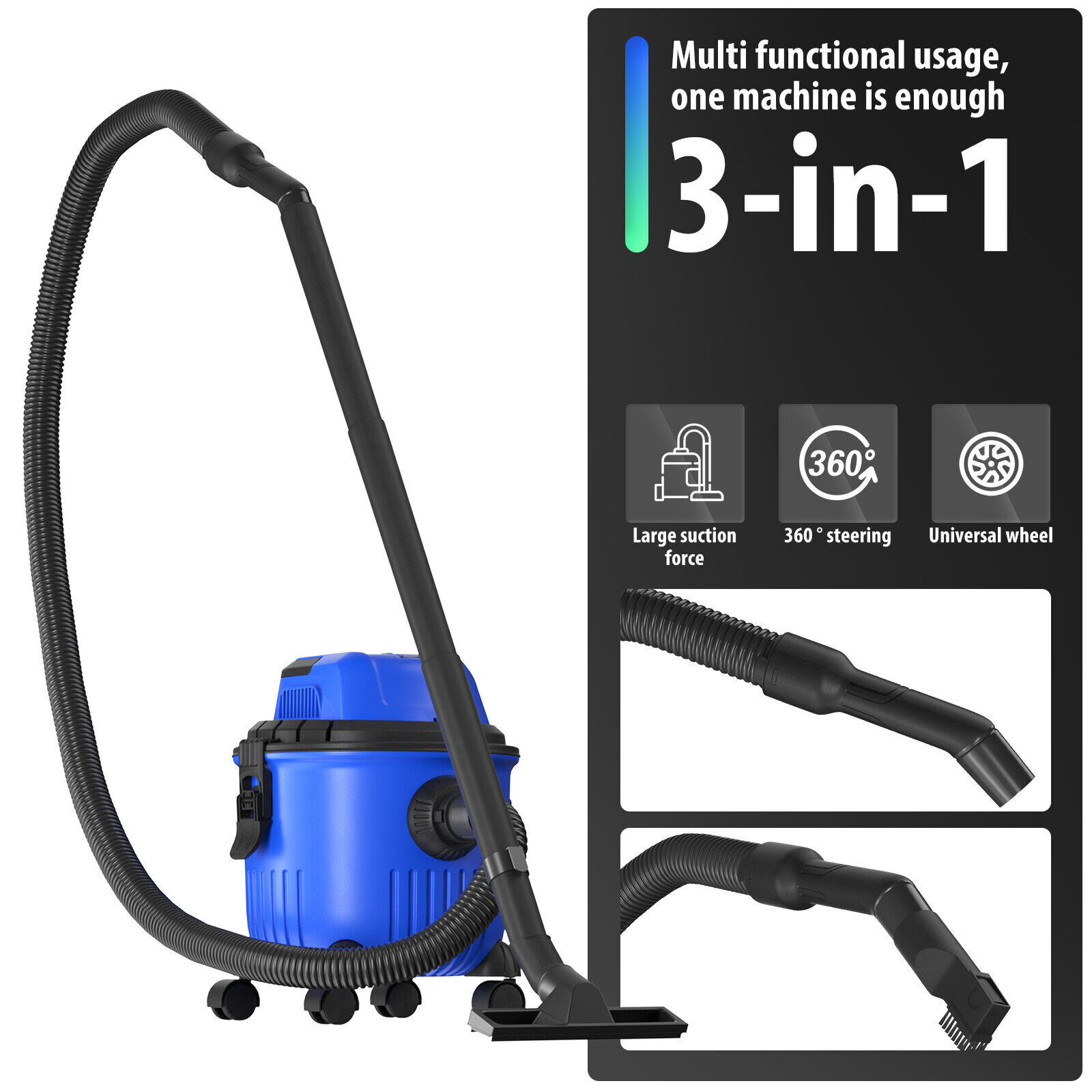 20L 3in1 Vacuum Cleaner Wet and Dry Bagless Cylinder 35000PA Compact Cleaning