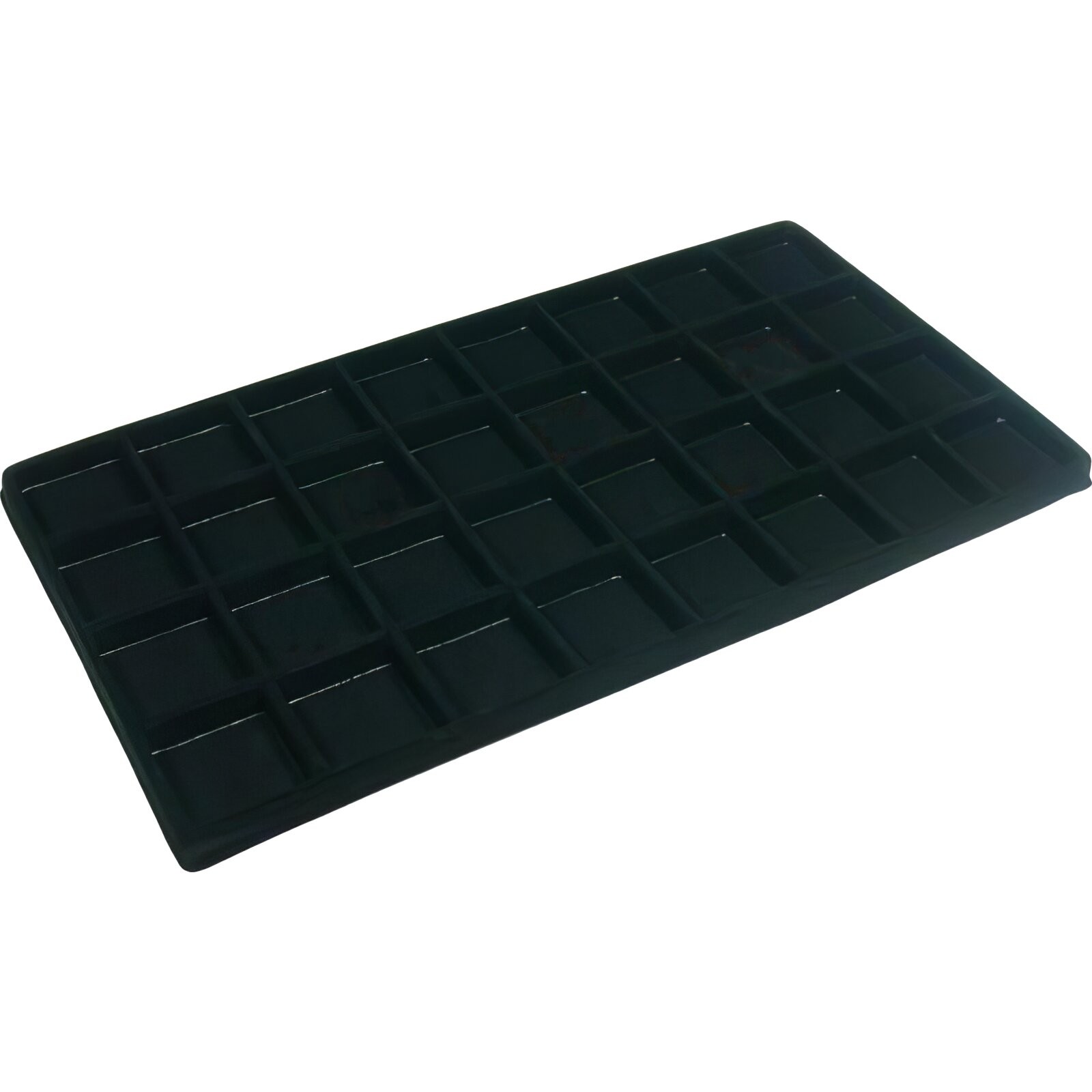 Black Flocked 32 Compartment Jewelry Display Tray Insert 14 1/8" x 7 5/8"