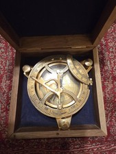 Vintage Maritime Sundial Compass Brass West London Magnetic Working W/Case