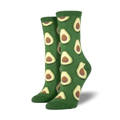 Neuheit Avocado Socken Grafik Damen grün Baumwolle Crew UK 3-8,5 Socksmith