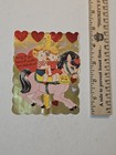 Vintage Valentine’s Foil Paper Card Children on Carousel Horse  — photo 3