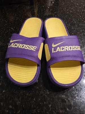 Nike Mens Benassi Lacrosse Slides Size 13 Purple Yellow