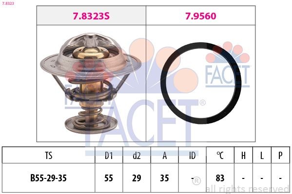 Facet Thermostat, KüHlmittel 7.8323 FüR CitroËN Passend FüR Fiat Lancia-image
