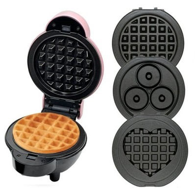 4 in 1 Mini Waffeleisen leichtes Design für Waffeln Pfannkuchen Donuts