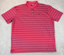 Callaway Opti-Dri Polo Shirt Men's XXL Pink Blue Stripe Golf Performance Stretch