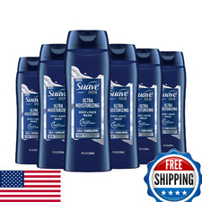 Suave Men Ultra Moisturizing Body & Face Wash Shea Sandalwood 18oz 6-Pack