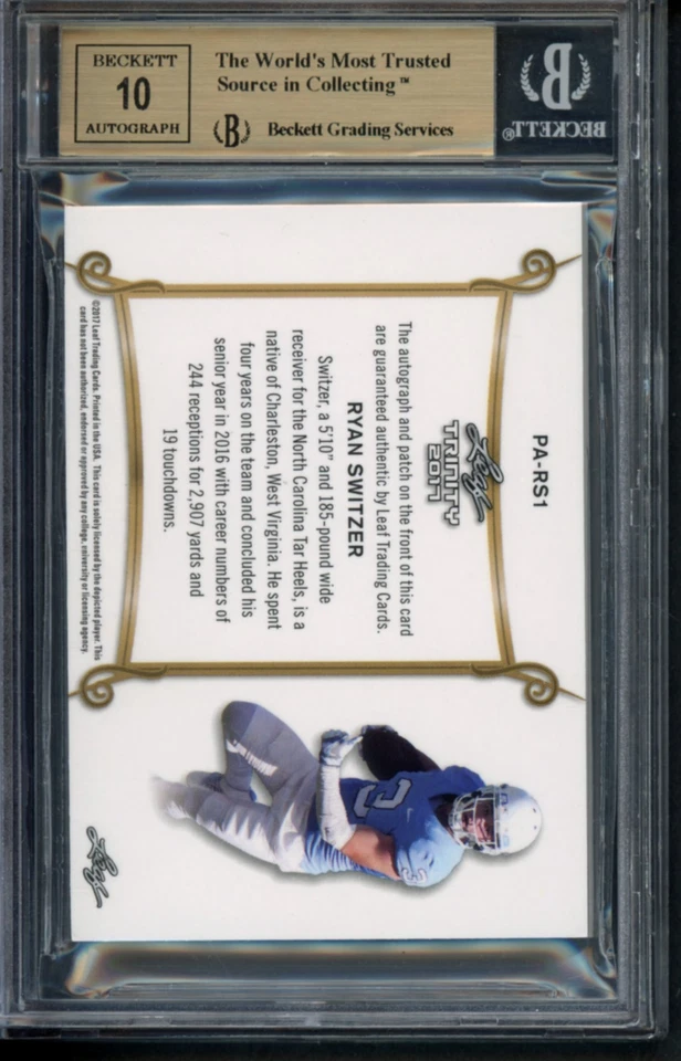 Ryan Switzer 2017 Leaf Trinity Rookie RPA Gold UNC Tarheels BGS 9.5 True 1/1 - Image 2 of 2