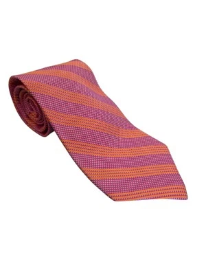Kenneth Gordon 60" 4" Wide Mens Pink Orange Neck Tie 100% Silk Made In USA - Image 1 of 3