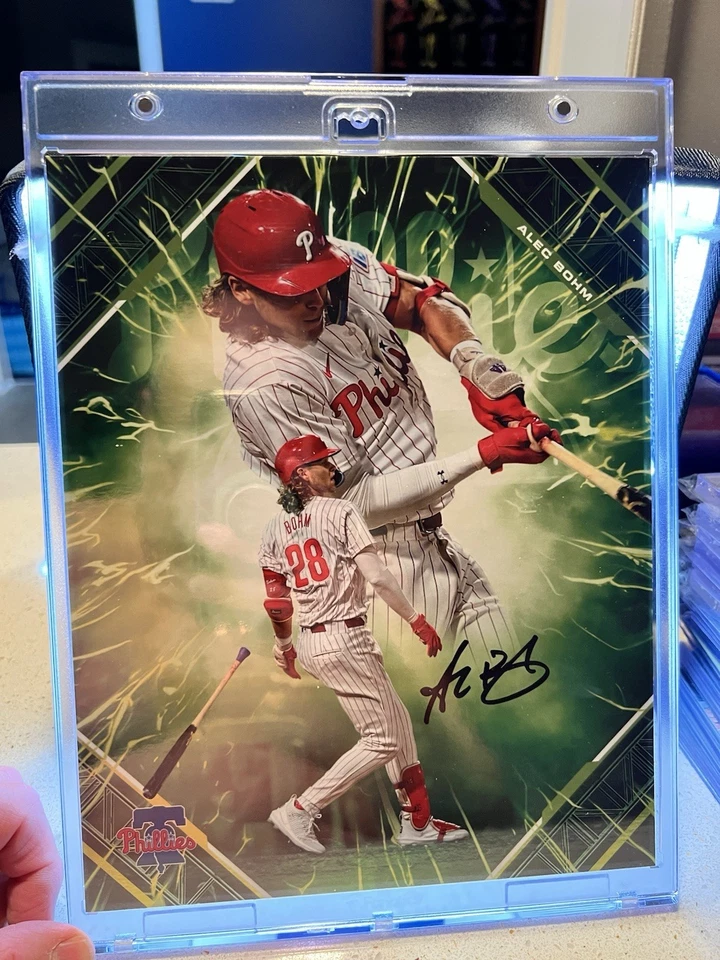 2025 Fanatics Emanate 8x10 Auto Alec Bohm Green /99 Philadelphia Phillies - Image 2 of 4
