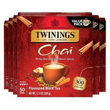 Twinings Chai Black Tea Individually Wrapped Bags 50 Count Pack of 6 Sweet