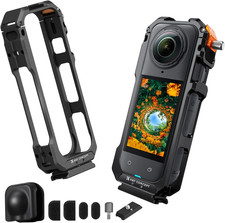 Camera Cage for Insta360 X5, Aluminum Alloy Protective Case with Silicone Lens C