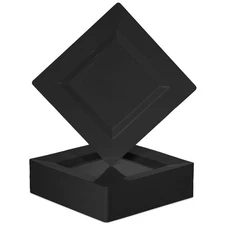 Plastic Disposable Square Dessert Plates | 50-Pack 6.5 inches Black Appetizer...