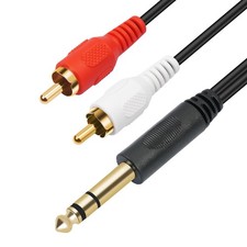 Goldplated 6.35mm 1/4 Inch Male Trs Stereo Plug To 2 Rca Phono Male Audio Y Spli