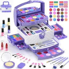 57 Pcs Makeup Kit for Girls, Non-Washable Real Cosmetic,Frozen Toys Makeup Ki...