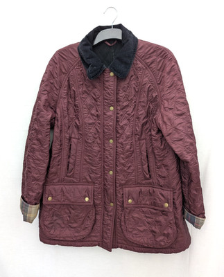 Barbour Jacke Damen 18 Burgundy Beadnell PolarQuilt Preppy Coat Tartan Chore