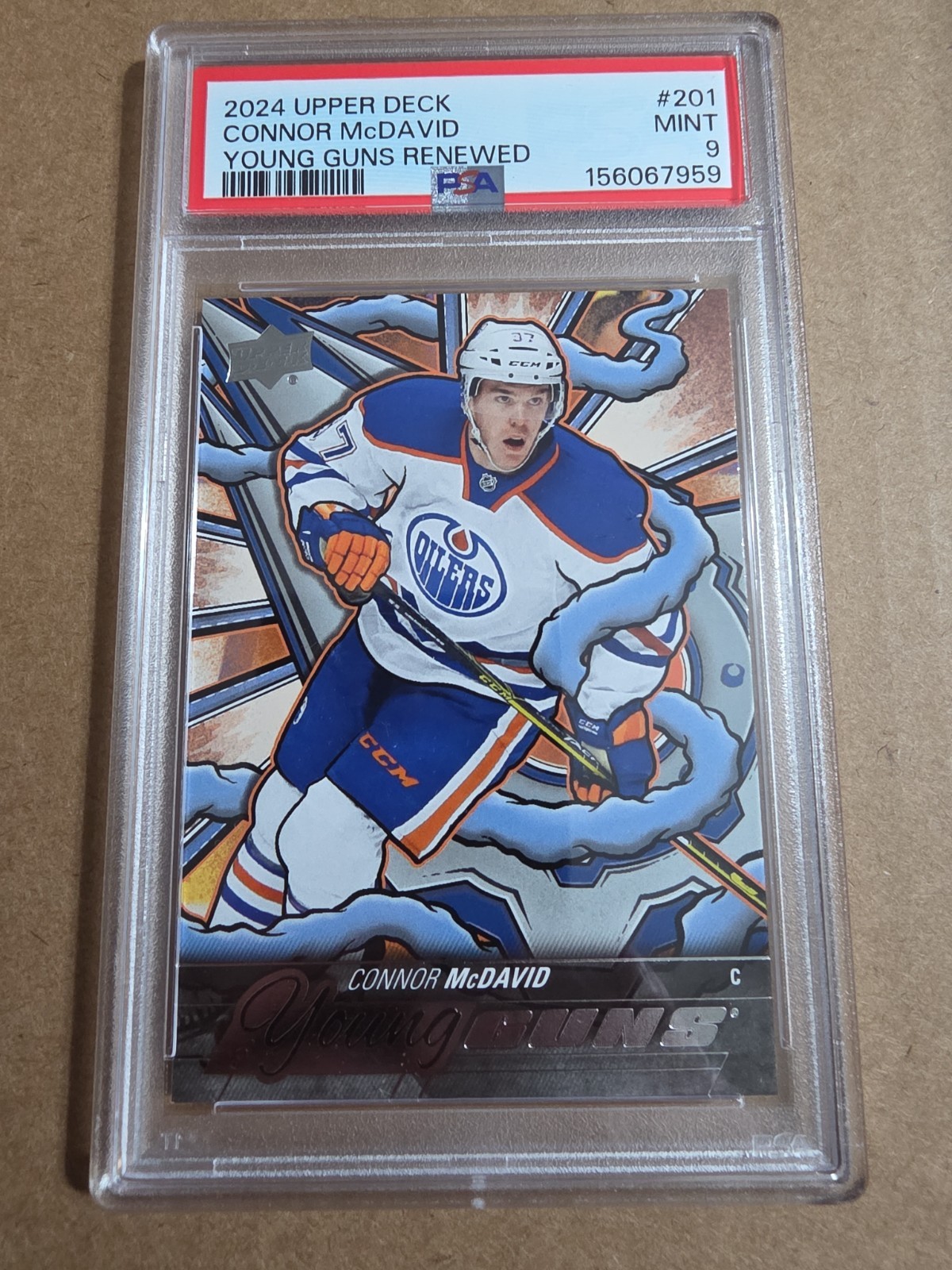 CONNOR MCDAVID 2024 UPPER DECK YOUNG GUNS RENEWED SP #201 PSA 9 MINT OILERS