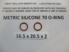 16.5mm ID x 20.5mm OD x 2mm thick SILICONE O-ring. Quan 2.