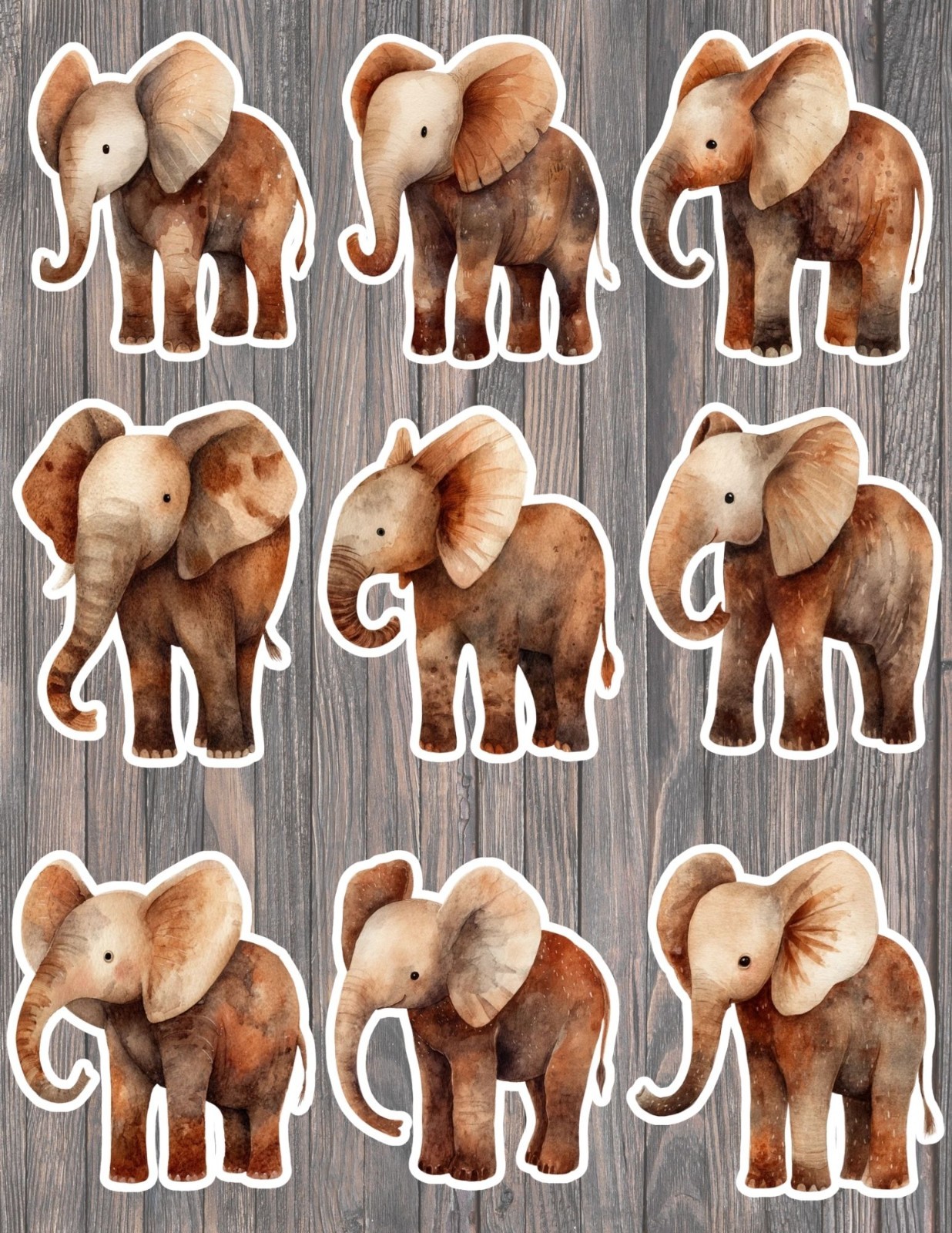 Watercolor Elephant Die Cut Vinyl Stickers Scrapbooking Lapt