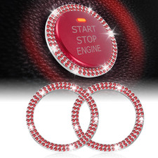 Livtee Car Engine Start Stop Decoration Ring, Crystal Double Rhinestone, Bling C