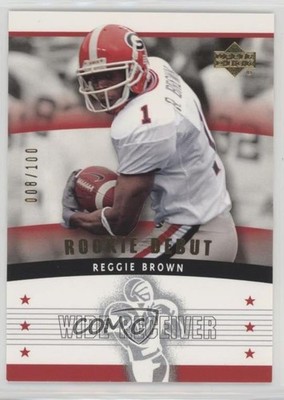 2005 Upper Deck Rookie Debut Gold 100 8/100 Reggie Brown #185 12jy