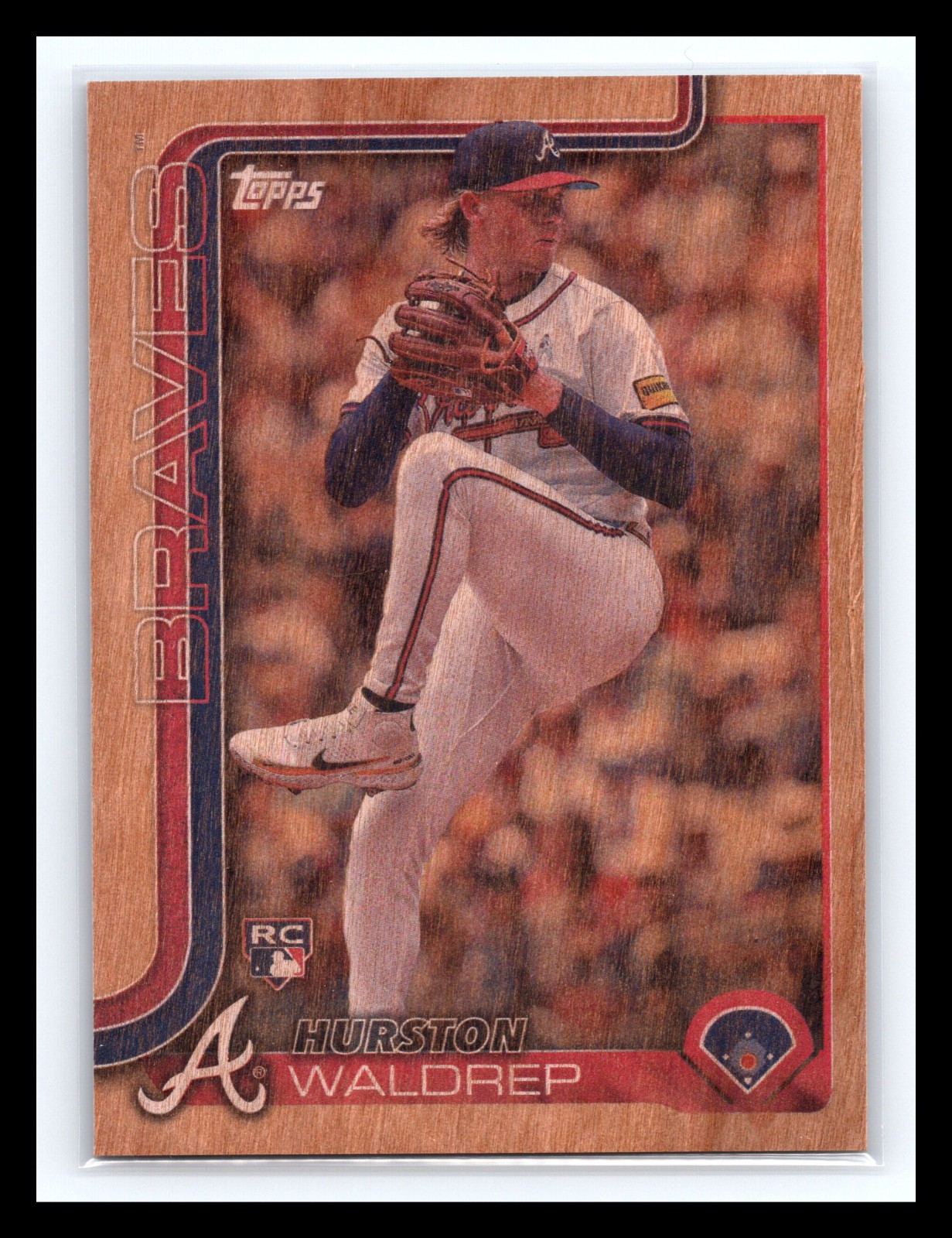 💥 2025 Topps Series 1 Hurston Waldrep #253 (RC) Wood Grain Parallel /25 SSP!