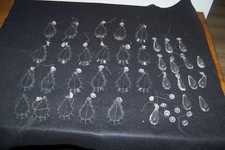 Antique Glass Chandelier Crystal Prisms Old Parts Glass Assorted 4" x 2 1/4"