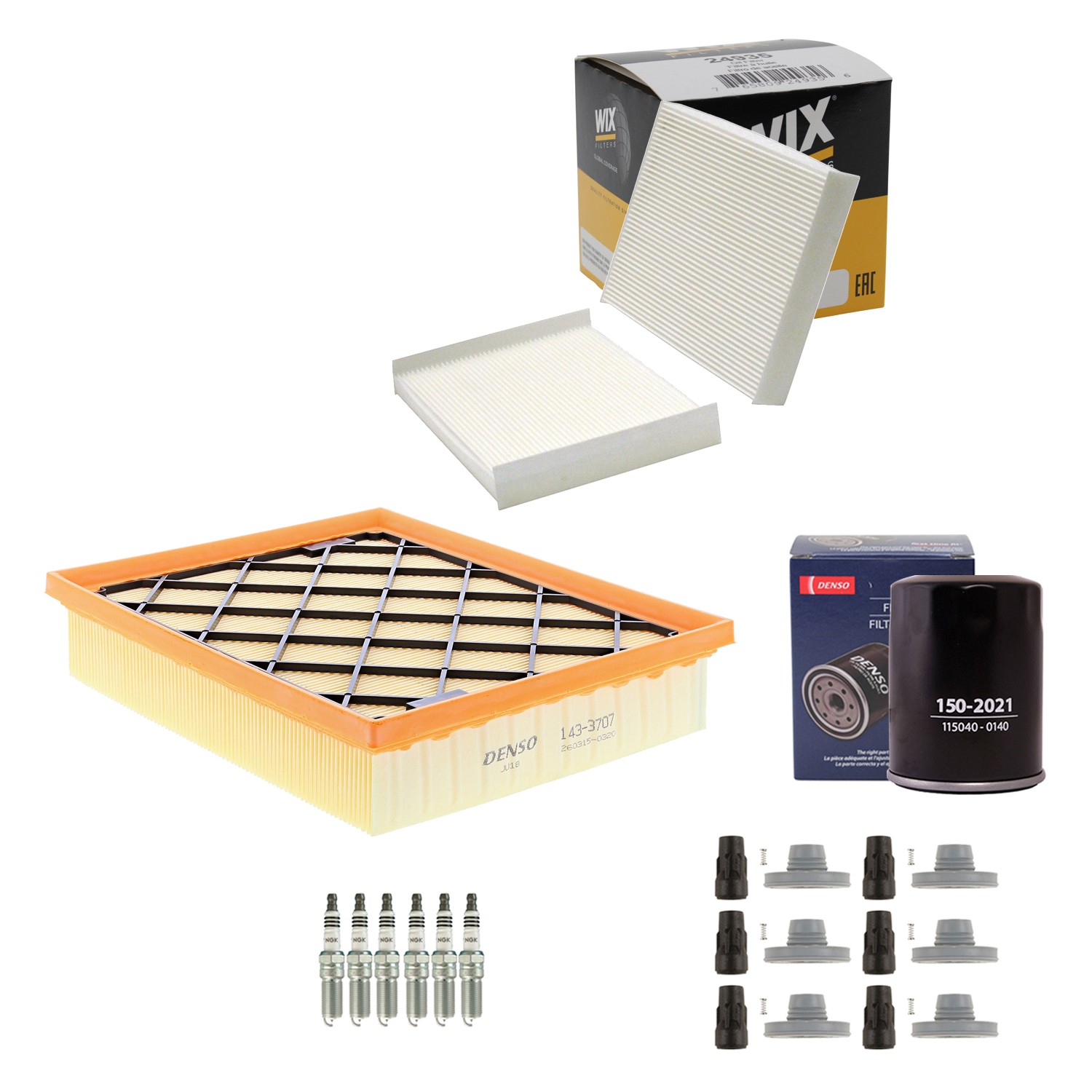 Denso Tune Up Kit NGK 6 Spark Plugs Boots Kit for Lincoln MKZ Base 3.7 V6 Vin K