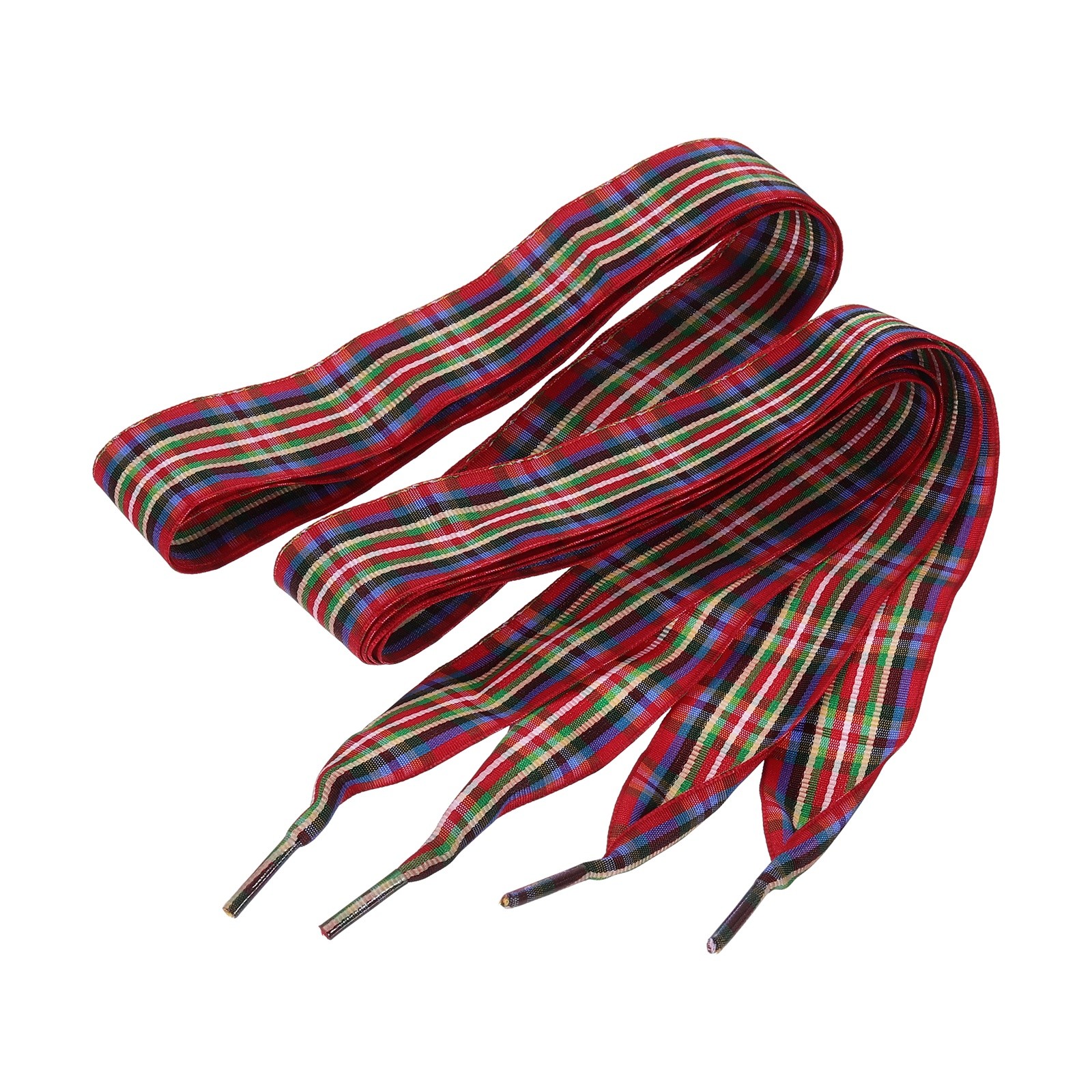 Cordones para zapatillas de 55.1 pulgadas con estampado a cuadros rojos (1 par)