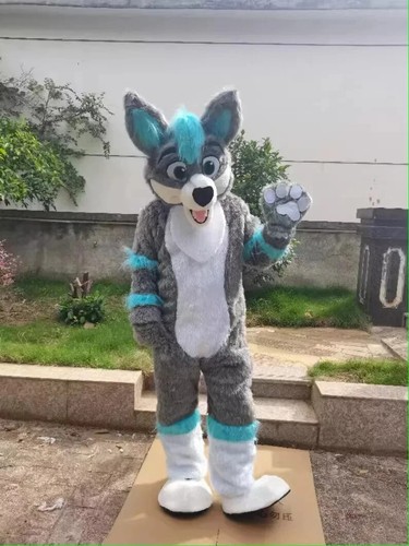 Customised GREEN #J7 HUSKY Dog Furry Fursuit  Suit Mascot Costume Cosplay Animal Party Fancy Dress Carnival Birthday Gift main image 1