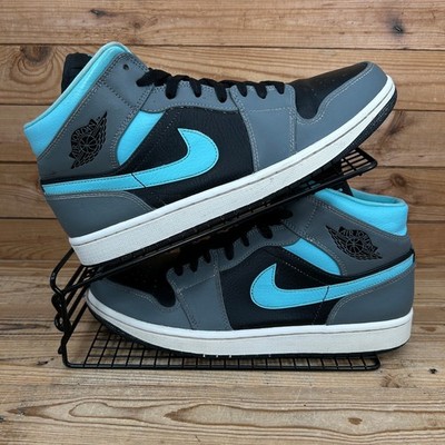 Nike Turnschuhe Herren Größe UK 10 Air Jordan 1 Mittelgrau Aqua Basketballschuhe AJ1