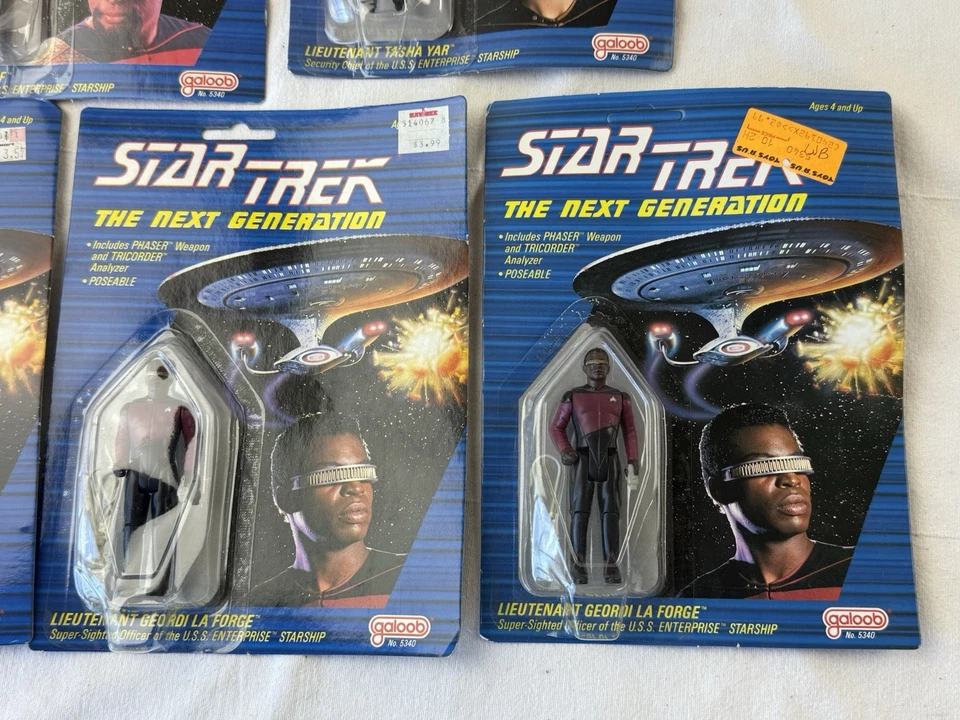 5x 1988 Galoob Star Trek The Next Generation LOTE La Forge Worf Tasha yar Foto 4 de 4
