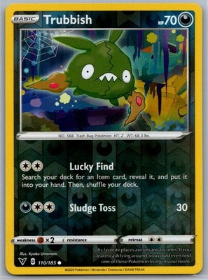 Trubbish 110/185 Common Vivid Voltage Pokemon Reverse Holo Lightly Played
