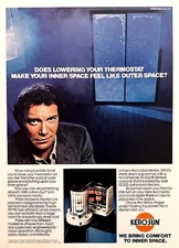 KERO-SUN KEROSENE HEATERS—WILLIAM SHATNER—VINTAGE MAGAZINE ADVERT—1982 PRINT AD