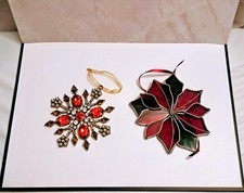 Vintage Lot Christmas Wall or Tree Decor Stained "Glass"/And Metal Snowflake