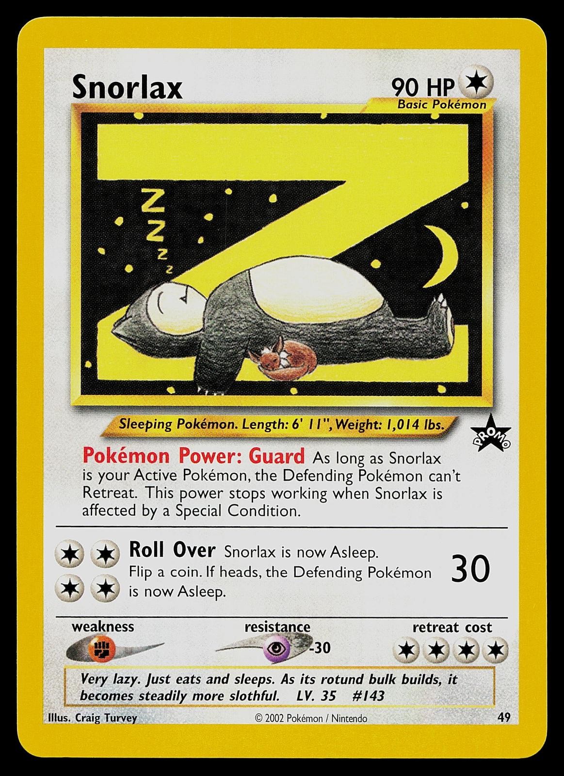 Pokemon Card - Snorlax Wotc Black Star Promo 49 Promo