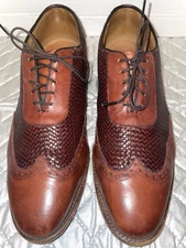 Allen Edmonds Brown Hampstead Woven Wingtip Oxfords Men's Size 10 E