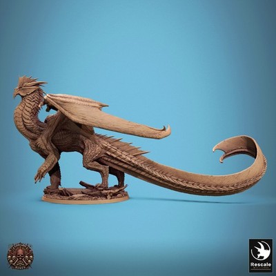 Metallic Silver Dragon Fantasy Miniatur 75mm Base Big Scale Model Rescale